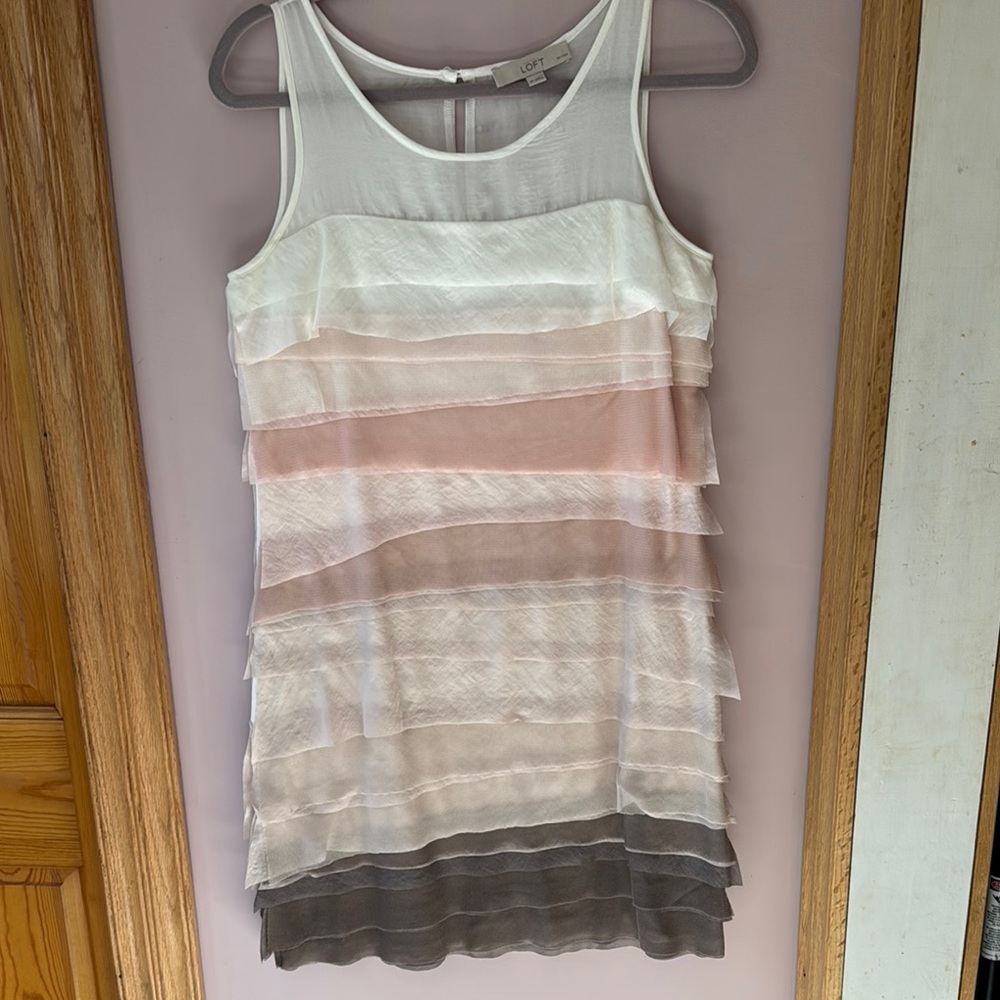White and Cream Tiered Sleeveless Dress